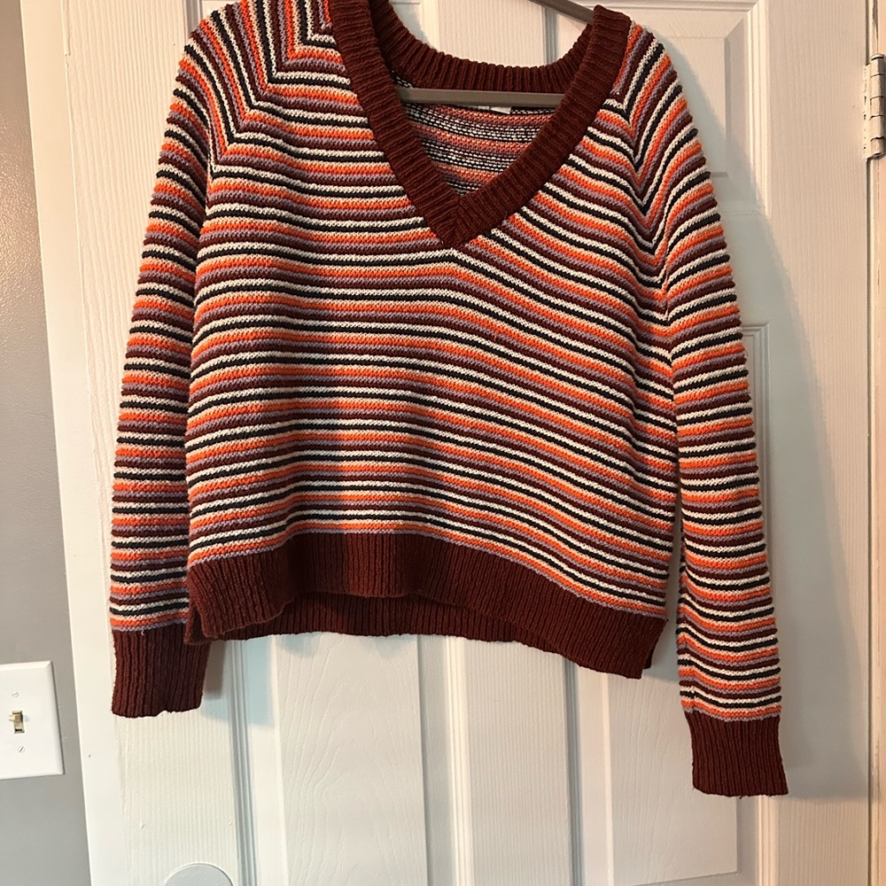 Madewell Multicolor Striped V-Neck Sweater